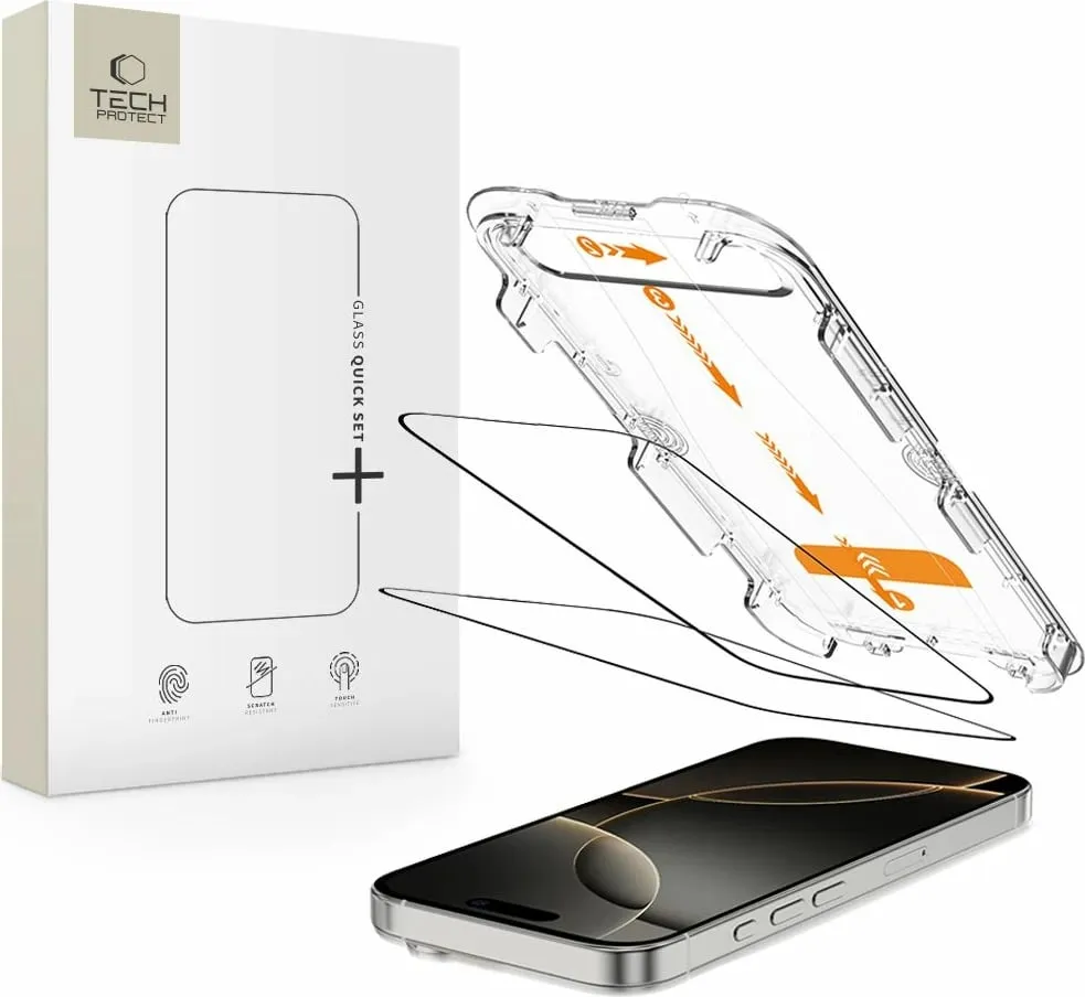 Mbrojtës ekrani xham i temperuar Tech-Protect Quick Set+ për iPhone 16 Pro Max, 2 copë - 1