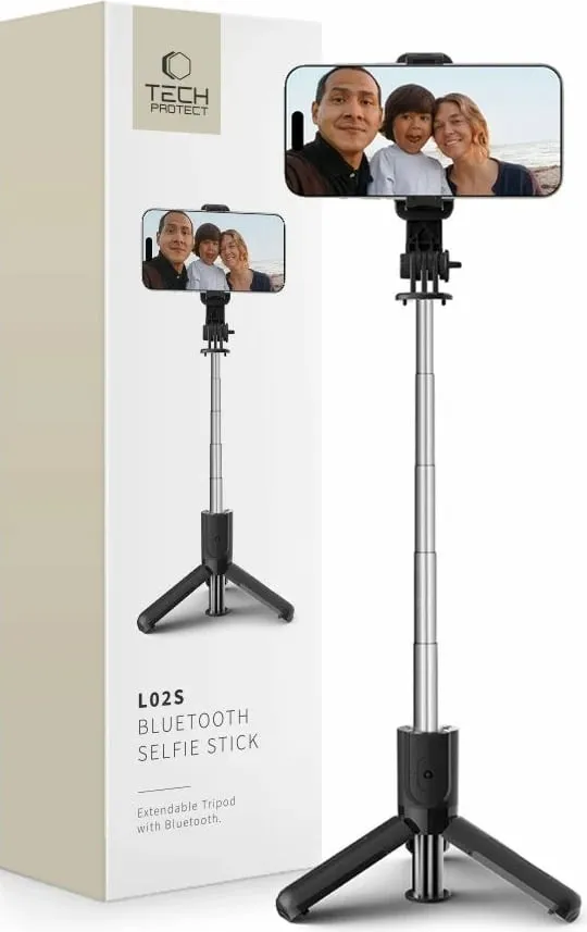 Selfie stick tripod Tech-Protect L02S, Bluetooth, i palosshëm, i zi - 1