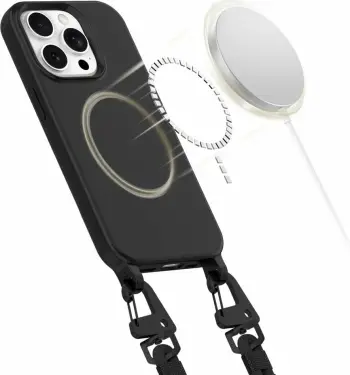 Mbështjellës Tech-Protect Magnecklace për iPhone 15 Plus / 14 Plus, MagSafe, i zi me rrip
