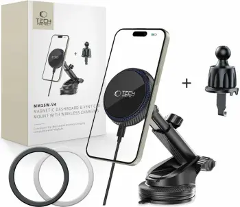 Mbajtëse telefoni për makinë Tech-Protect MM15W-V4, MagSafe, karikim wireless 15W, e zezë