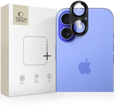 Mbrojtëse kamerë Tech-Protect Camfull Fit+, për iPhone 17, xham i temperuar, e zezë - 1