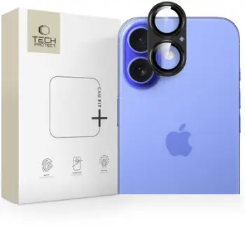 Mbrojtëse kamerë Tech-Protect Camfull Fit+, për iPhone 17, xham i temperuar, e zezë