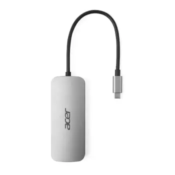 Hub USB C Acer HP.DSCAB.018, HDMI, USB 3.0, lexues SD MicroSD, gri metalik