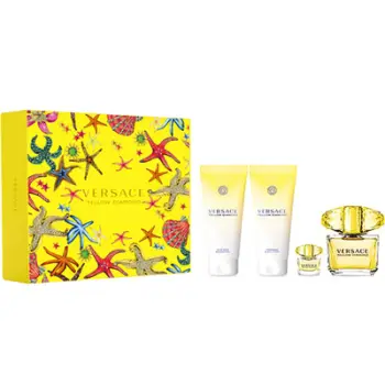 Set Versace Yellow Diamond, Eau De Toilette 90 ml + Sprej Eau De Toilette 5 ml + Losion trupi 100 ml + Xhel trupi 100 ml