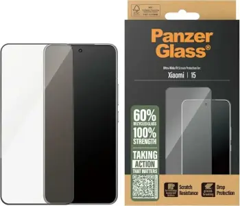 Xham mbrojtës PanzerGlass Ultra-Wide Fit për Xiaomi 15 Ultra, me kornizë të zezë