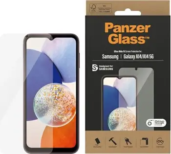 Mbrojtës ekrani PanzerGlass Ultra-Wide Fit për Samsung Galaxy A14 5G/A14, xham i fortë