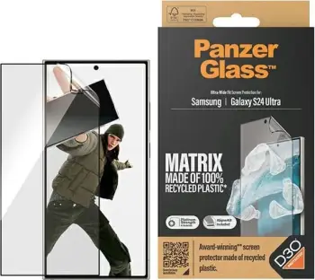 Mbrojtës ekrani PanzerGlass ECO MATRIX për Samsung Galaxy S24, Ultra Wide Fit, me D3O, transparent