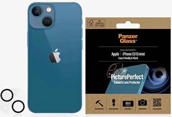 Mbrojtës kamerë PanzerGlass për iPhone 13 13 Mini, xham i temperuar, transparen - 1