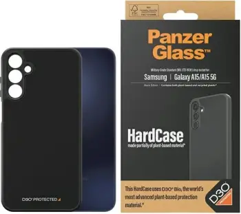 Mbështjellës PanzerGlass HardCase për Samsung Galaxy A15/A15 5G, D3O Bio, i zi, transparent