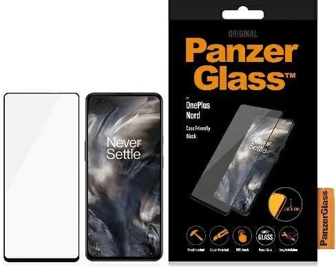 Xham i temperuar PanzerGlass E2E Super+ për OnePlus Nord, me kornizë të zezë - 1