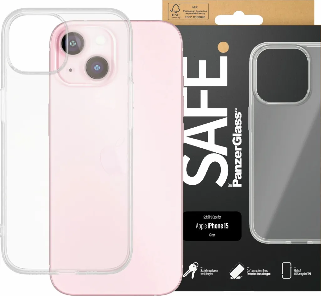 Mbështjellës PanzerGlass SAFE. TPU për iPhone 15 transparent - 2