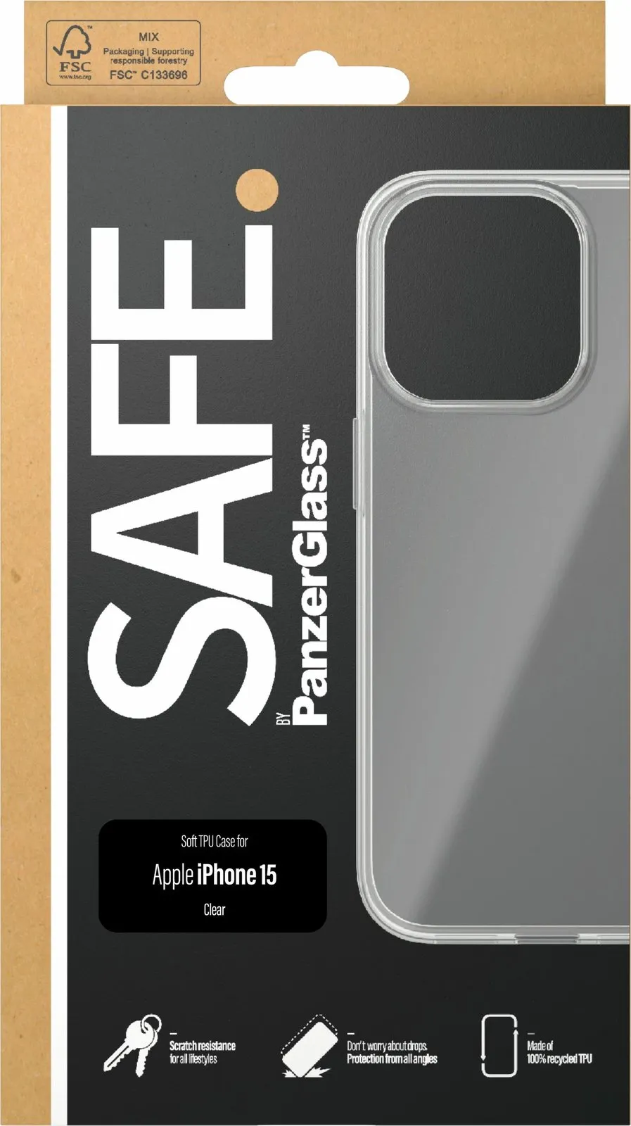 Mbështjellës PanzerGlass SAFE. TPU për iPhone 15 transparent - 3