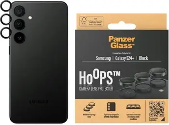 Mbrojtës kamerë PanzerGlass Hoops, Samsung Galaxy S24 Plus, xham i kalitur, i zi