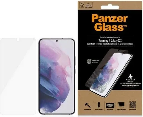 Xham mbrojtës PanzerGlass E2E Microfracture për Samsung Galaxy S22, me kornizë të zezë - 1