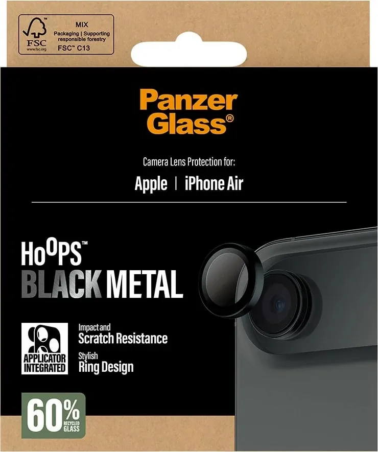 Mbrojtëse kamerë PanzerGlass Hoops, për iPhone Air, xham i temperuar, unaza metalike, e zezë - 3
