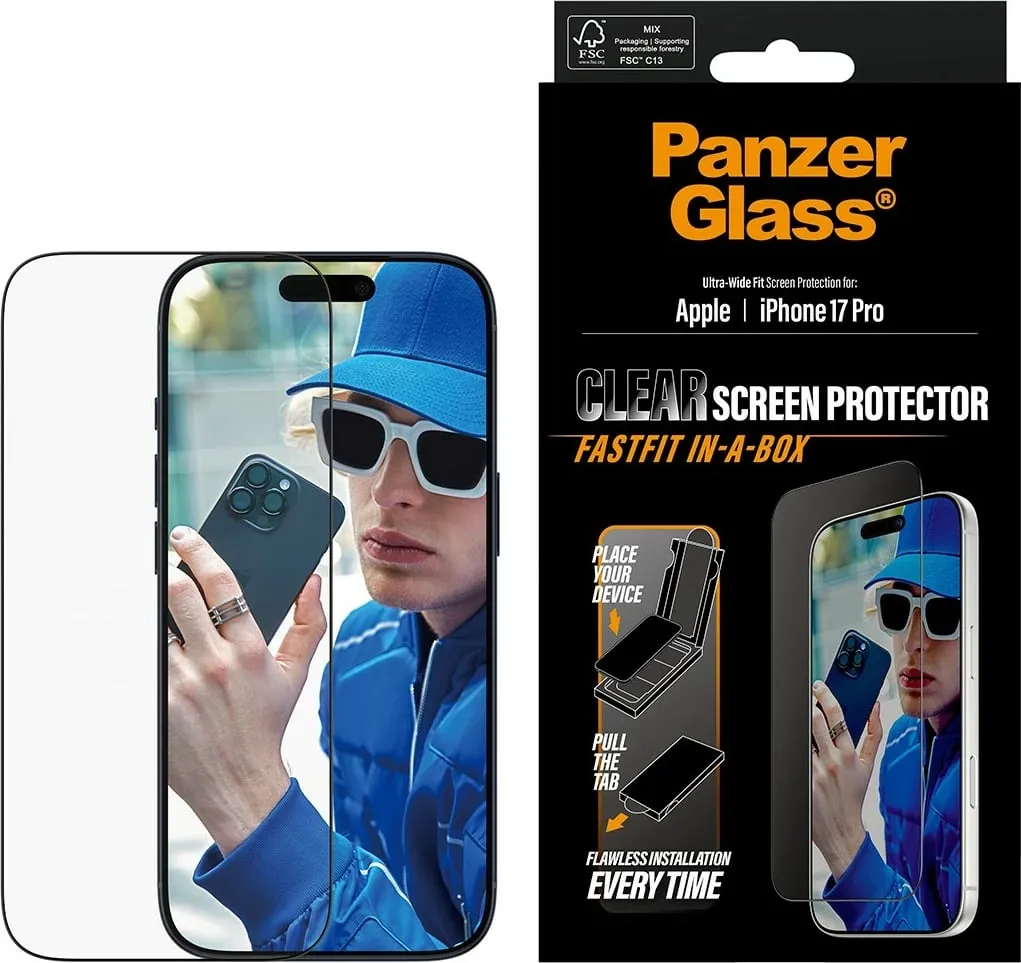 Xham mbrojtës PanzerGlass për iPhone 17 Pro, kornizë e zezë - 2