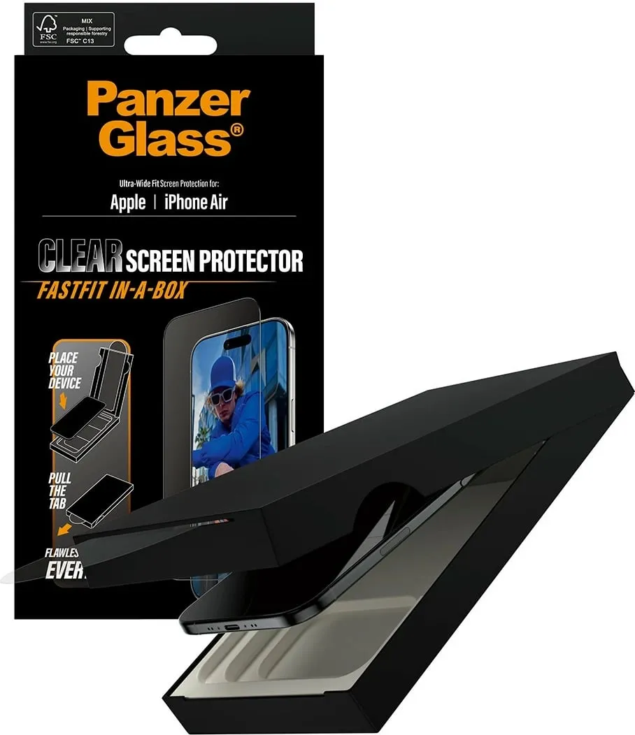 Xham mbrojtës PanzerGlass për iPhone Air, kornizë e zezë, UWF Fastfit - 5