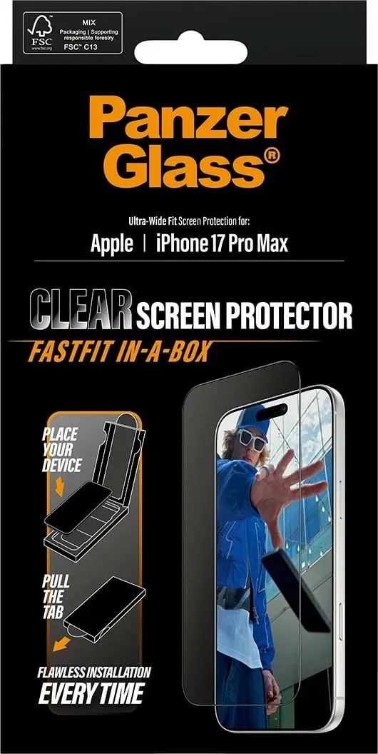 Mbrojtës ekrani PanzerGlass iPhone 17 Pro Max, kornizë e zezë - 3