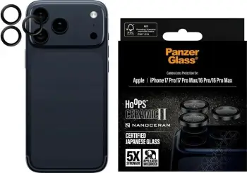 Mbështjellës kamerash PanzerGlass Hoops për iPhone 17 Pro/Pro Max/16 Pro/Pro Max, e zezë