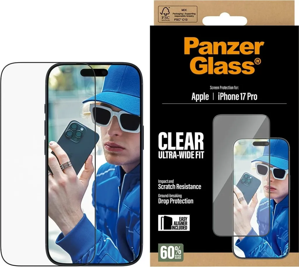 Mbrojtës xhami PanzerGlass për iPhone 17 Pro, UWF - 2