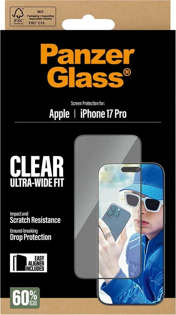 Mbrojtës xhami PanzerGlass për iPhone 17 Pro, UWF - 3