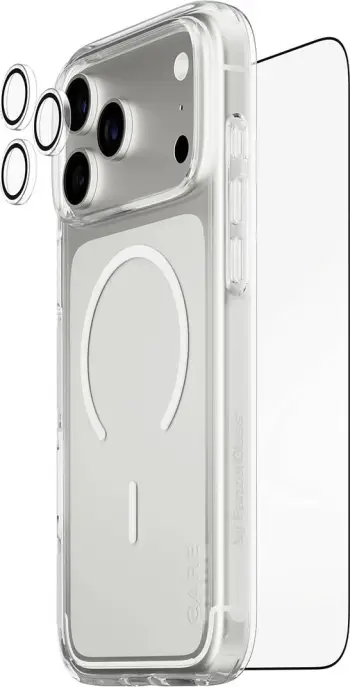 Set mbrojtës PanzerGlass SAFE CARE 3 in 1, për iPhone 17 Pro Max, xham mbrojtës transparent