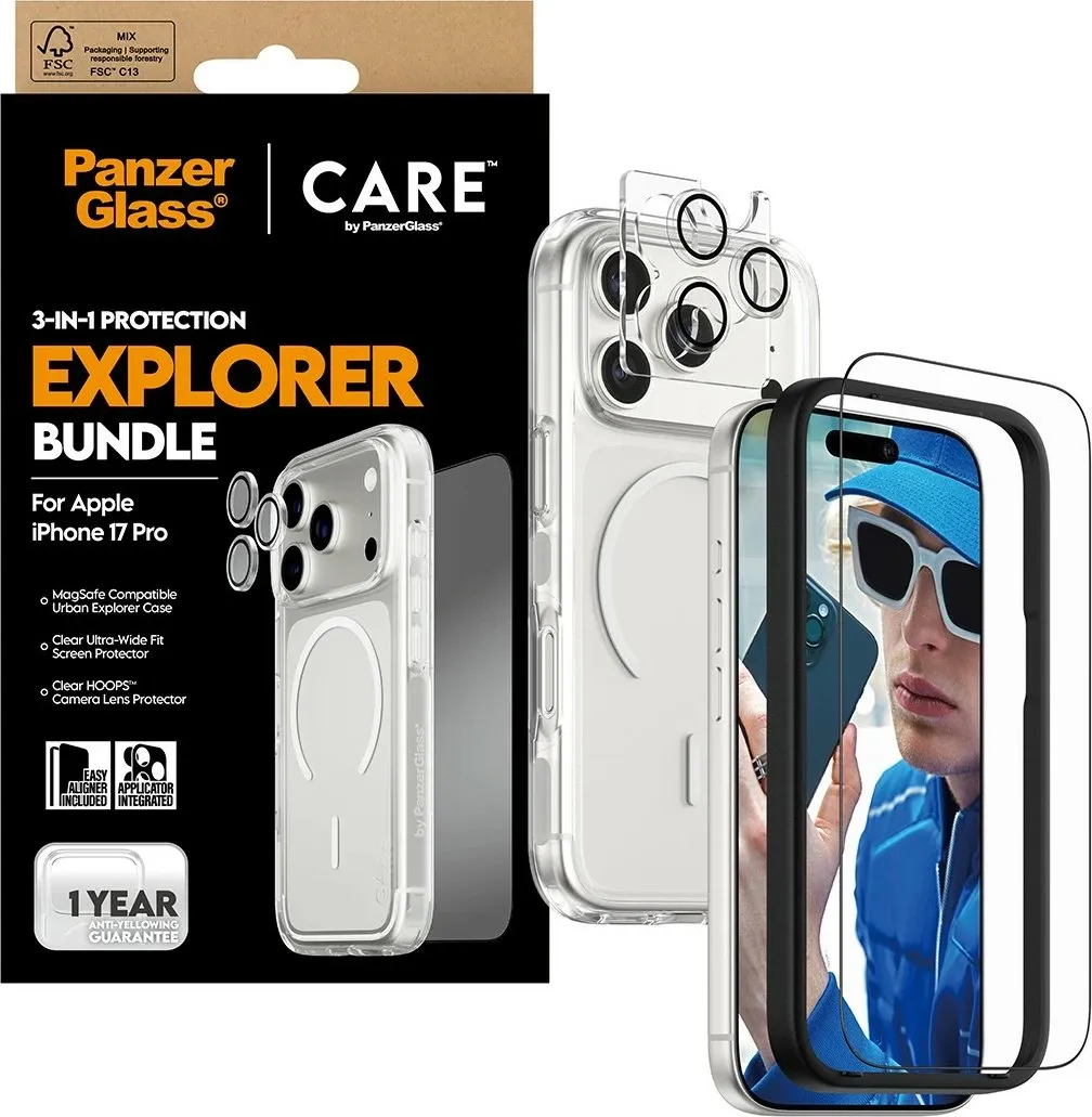Mbështjellës PanzerGlass CARE 3-in-1 Flagship Explorer Bundle për iPhone 17 Pro transparent - 5