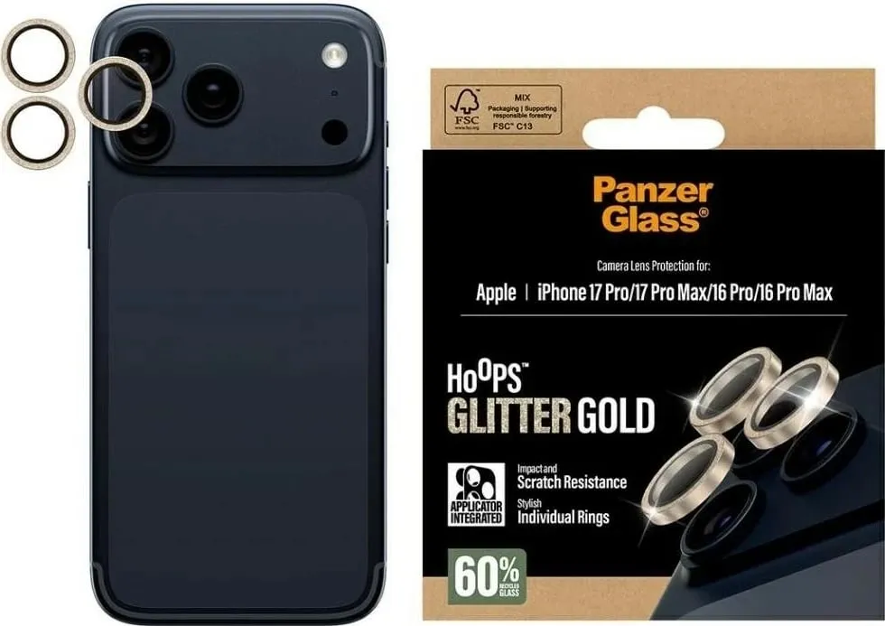 Mbështjellës PanzerGlass Hoops Glitter për iPhone 16 Pro/16 Pro Max/17 Pro/17 Pro Max, ari - 1