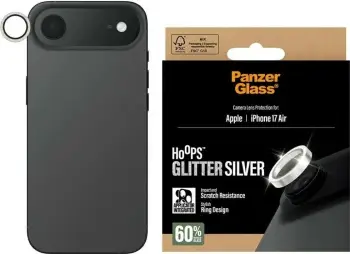 Mbështjellës PanzerGlass Hoops Glitter për iPhone 17 Air, argjendtë