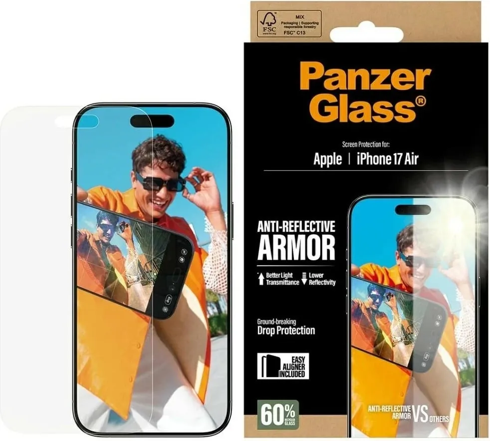 Mbështjellës xhami PanzerGlass Armor Anti-Reflective EasyAligner për iPhone 17 Air transparent - 1