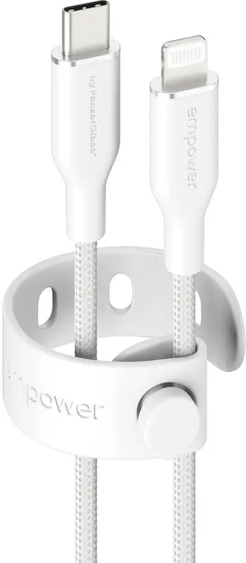 Kabllo USB C në Lightning PanzerGlass Empower Racing, 60W, 1.2m, USB 2.0, e bardhë argjendtë