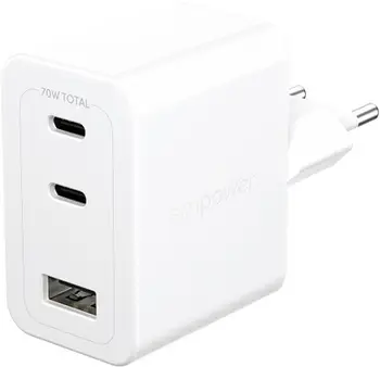 Karikues muri PanzerGlass Turbo Multiplo 70W, 2x USB C, USB A, i bardhë