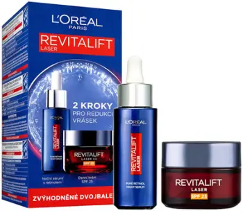Set për lëkurë L´Oréal Paris Revitalift Laser Cosmetic Set, serum nate me retinol 50 ml + krem dite SPF 20 50 ml