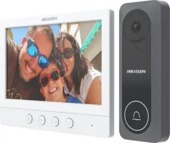 Kit video citofon Hikvision Hilook TVI-VIS-04, zile dere me kamerë, për apartamente dhe shtëpi, i bardhë
