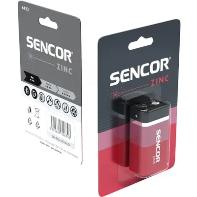 Bateri Sencor SBA 6F22 1BP 9V Zn, 1 copë - 4