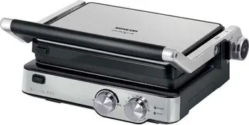 Grill elektrik Sencor SBG 4010SS, pllaka jo ngjitëse, hapje 180°, argjendtë