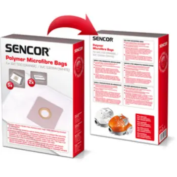 Set aksesorësh Sencor për fshesë elektrike, 5 qese mikrofibër (1.5l) + 2 mikrofiltra