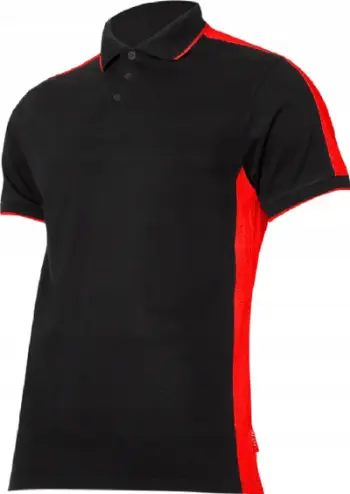 Maicë për meshkuj Lahti Pro Polo, 190g / m2, 3XL, e zezë dhe kuqe