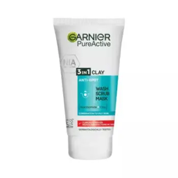Garnier Pure Active 3in1 Clay Face Scrub, Wash & Mask - 150ml