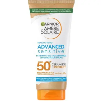 Losion mbrojtës ndaj diellit Garnier Ambre Solaire Advanced Sensitive Latte protettivo - Ipoallergenico Ceramide Protect, Spf/Fps 50+, 175 ml