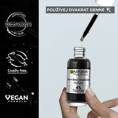 Serum për fytyrë Garnier AHA + BHA Charcoal, 30 ml - 5
