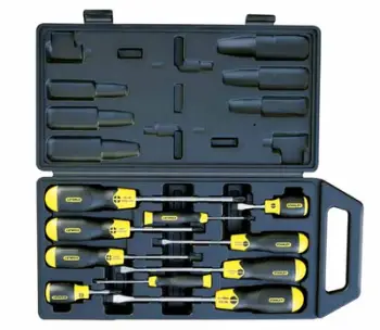 Set kaçavidash Stanley CusionGrip, PŁ PH, 10 copë, i zi