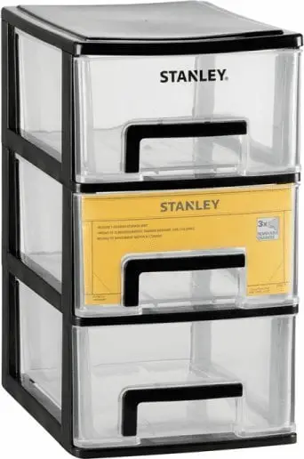 Organizues me sirtarë Stanley Essential M STST40711-1, 3 sirtarë transparentë, plastikë, i zi