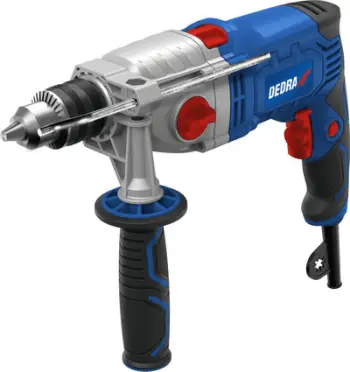 Makinë shpuese Dedra, 1100W, 3200 rpm, e kaltër / e zezë