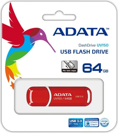 Memorie USB Pendrive ADATA DashDrive Value UV150, 64GB, USB 3.0, e kuqe - 1