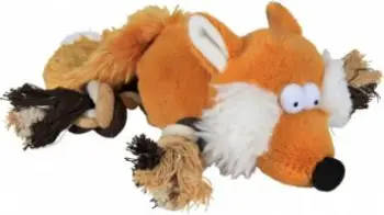 Lodër pelushi për qen Trixie - Dhelpër me litar, 34cm