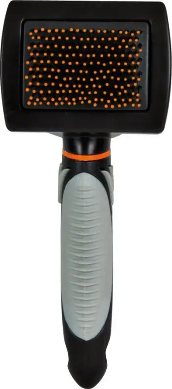 Brushë për qen Trixie, 7×16 cm, plastike, e zezë/hirtë