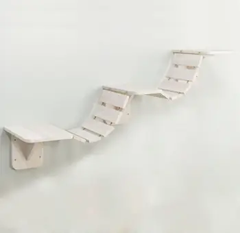 Shkallë ngjitëse murale për mace Trixie, 150x30 cm, dru me litar sisali, e bardhë