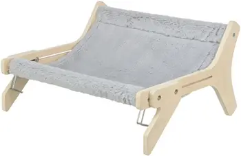 Shtrat hamak për mace Trixie Hammock, deri 12 kg, pelush, dru natyral