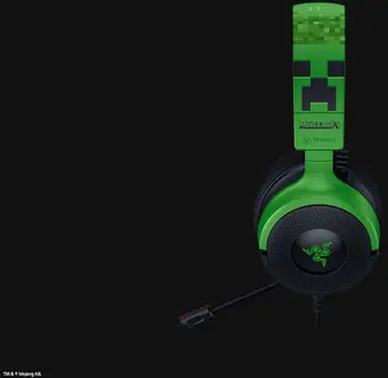 Kufje gaming Razer Kraken V4 X Minecraft Edition, me kabllo, USB Type C USB Type A, të zeza jeshile